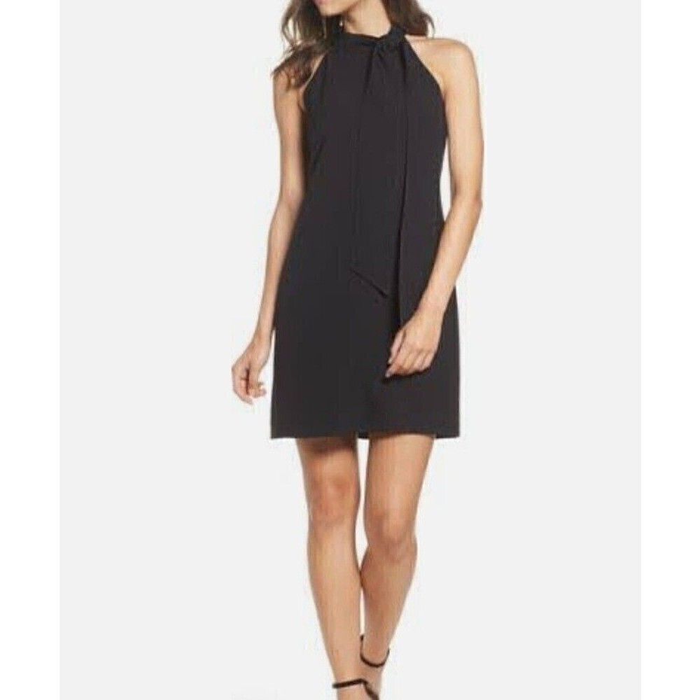 Vince Camuto Sz 2 Women's Bow Neck Halter Dress Black - Picture 5 of 9